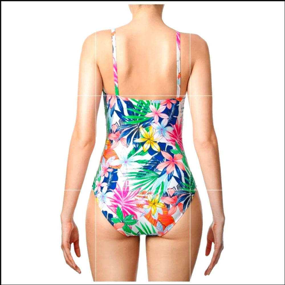 Ellen Tracy One piece Swimsuit swimwear Highneck tummy control padded bra size 8